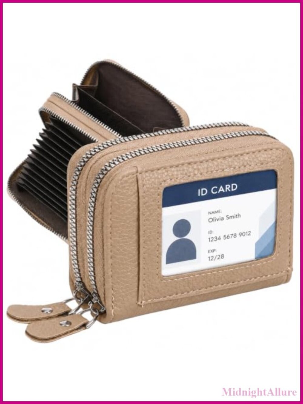 Small RFID Blocking Faux Leather Card Holder Wallet with ID Window
